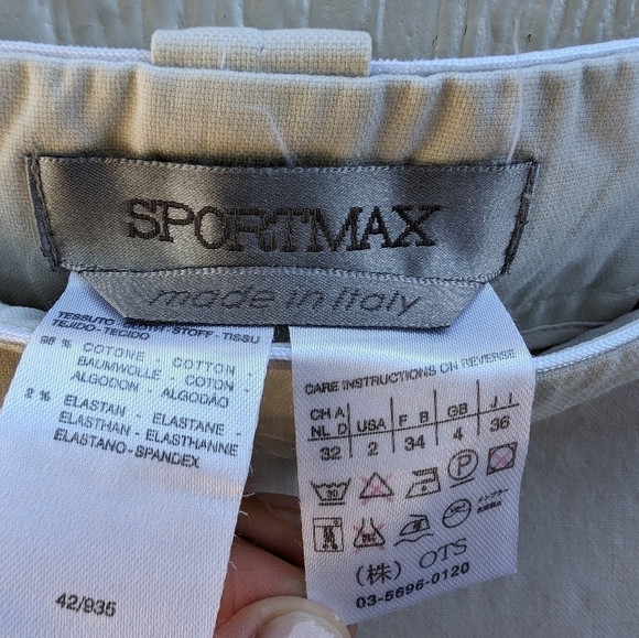 SPORTMAX Ivory Stretchy Cotton Elastane Mini Skirt Pleats Double Zipper Size 2 - Picture 3 of 6
